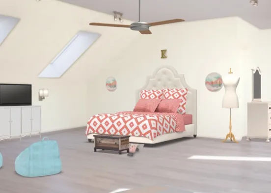 attic bedroom Design Rendering
