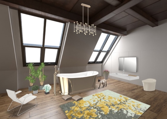 attic bathroom Design Rendering