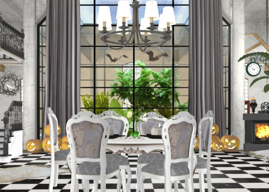 Salon café baroque  Design Rendering