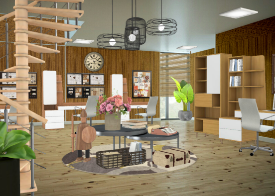Wood office Design Rendering