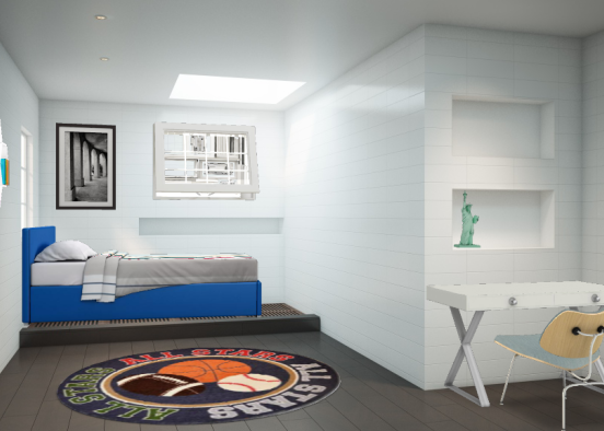 Blue and white room Design Rendering