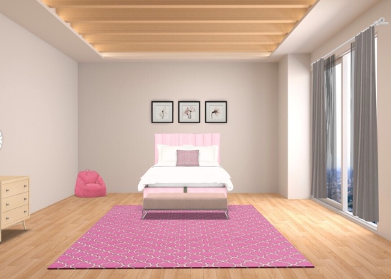 pink Bedroom Design Rendering