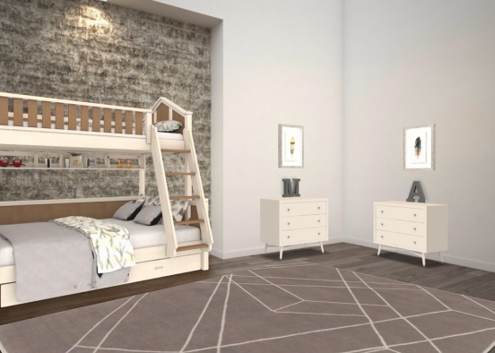 Minimalist Kids Bedroom Design Rendering