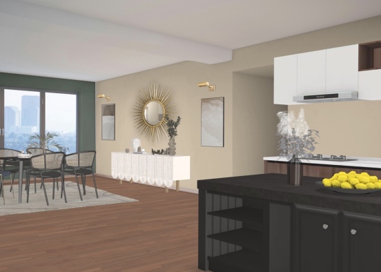 kitchen and dining room  Design Rendering