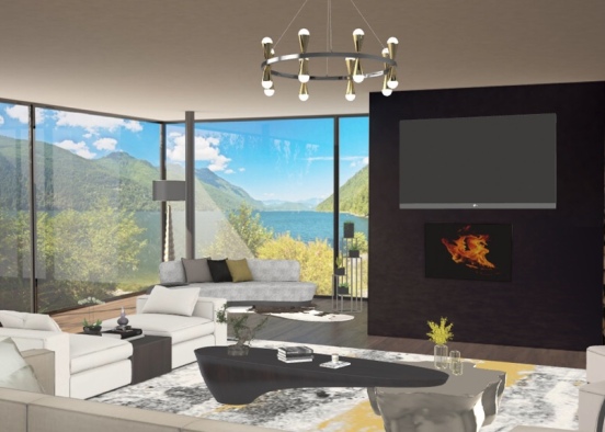 Gold luxurious living room  Design Rendering