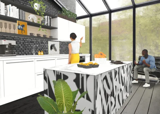 modern sleek kitchen  Design Rendering