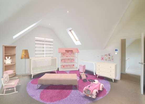 baby girl bink room  Design Rendering