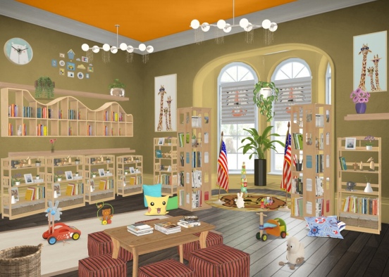 ply room and library for kids , NO TV. lol Design Rendering