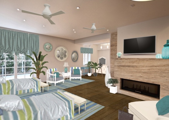 seaside guest room Design Rendering