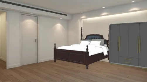 cuarto hermoso con cama hermosa y Ropero hermoso