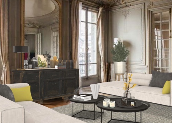 salon appartement parisien Design Rendering