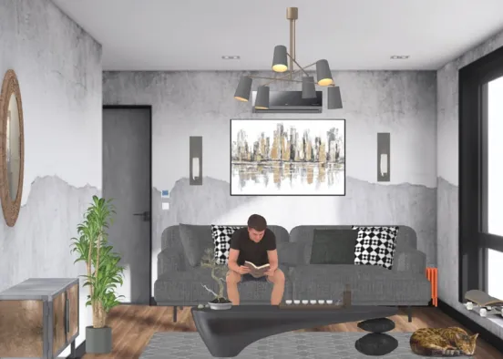 modern contemprory living room Design Rendering