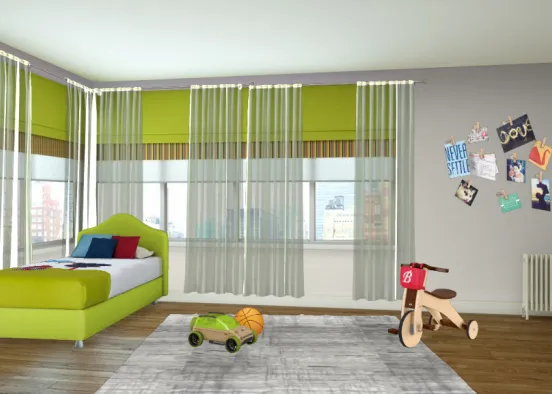 Chambre  enfants Verte Design Rendering