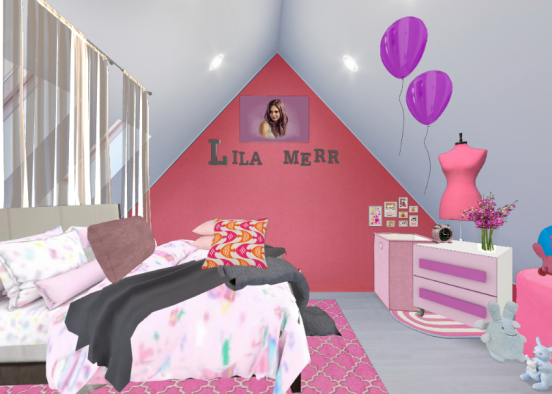 Chambre enfants rose pour fille de Lila.merr  Design Rendering