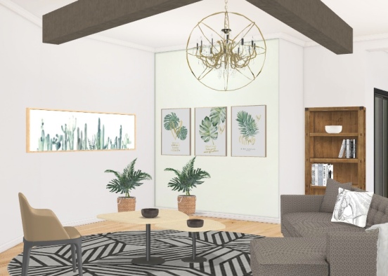 Farmhouse Living Room Design Rendering