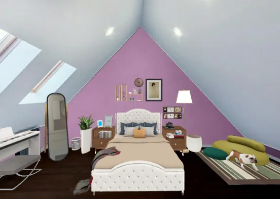 Typical teenage girl's bedroom Design Rendering