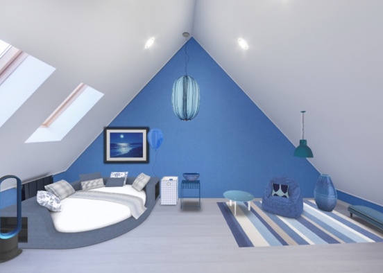 shades of blue room Design Rendering