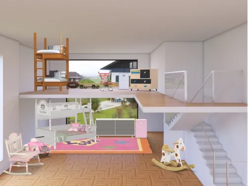 2 girls + 2 boys room (rich)