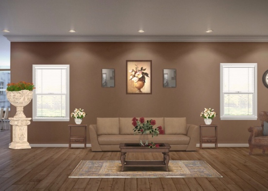 brown living room  Design Rendering