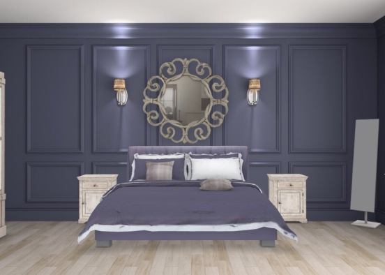 purple bedroom   Design Rendering