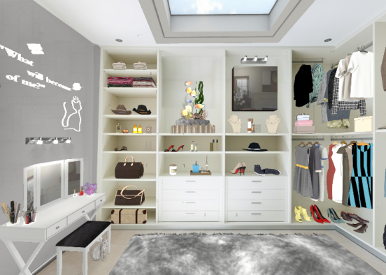 Walk in closet with built in fish tank for added relaxation.  Design Rendering