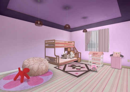 pink kids bedroom Design Rendering