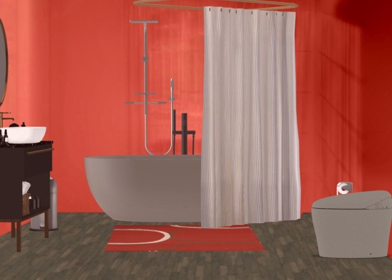 red bathroom Design Rendering