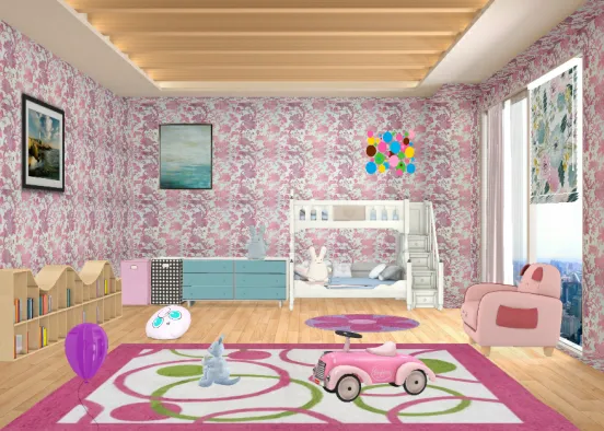 Chambre pour deux petites filles  Design Rendering