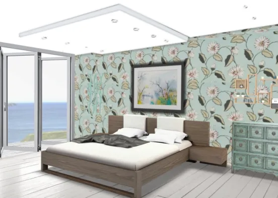 pretty sea view bedroom  Design Rendering