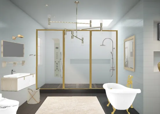 golden bathroom Design Rendering