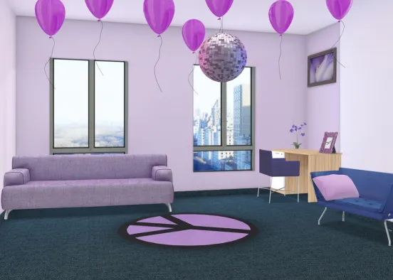 Fun Purple Lounge Design Rendering