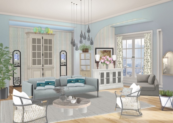 Singal Ladies Livingroom Design Rendering