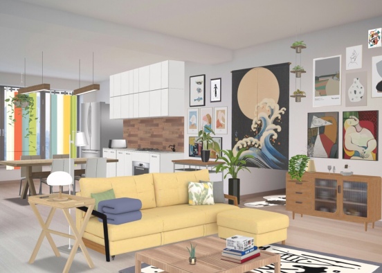 living room/kitchen/Diner Design Rendering