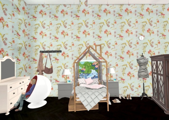 cuarto de la niña 👧  🦄 🦋 🧜🏻‍♀️ 👄 💋 😻 😍 🥰 😘 😇 🌈 👍 💕 🤩 Design Rendering