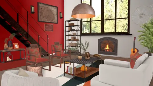 reds oranges and woods for my Latin American space , this is one of my fav ❤️🤎🧡🤍