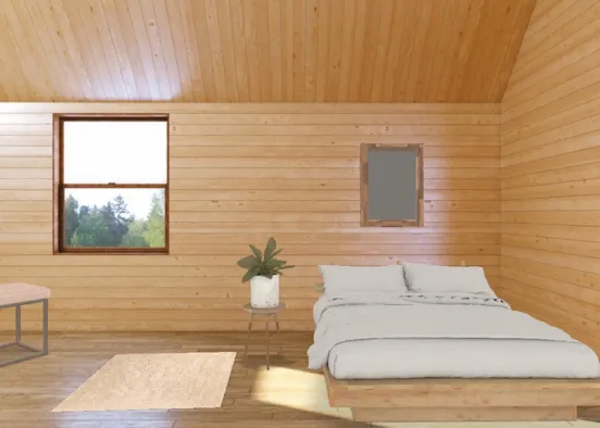 log cabin bedroom Design Rendering
