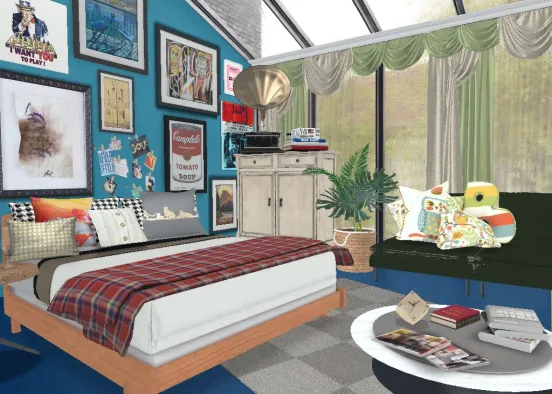 an apartment of a young book nerd Design Rendering