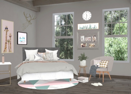 modern pink bedroom Design Rendering