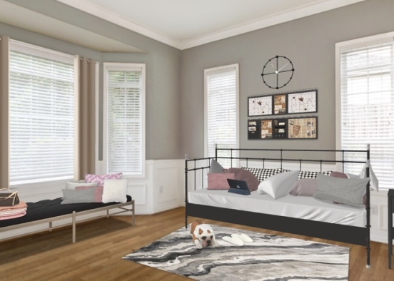 basic black, gray & pink bedroom Design Rendering