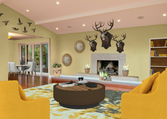Country Living Room💛 Design Rendering