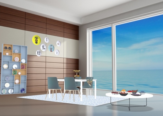 blue sea dinning room Design Rendering