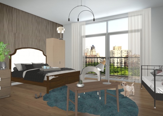 modern family bedroom Design Rendering
