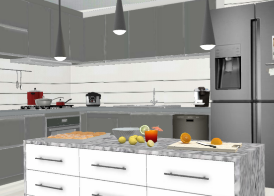 All gray kitchen  Design Rendering