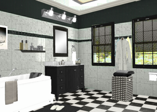 Black n white bathroom  Design Rendering