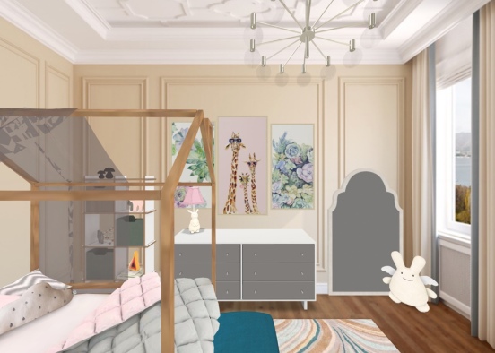 Pastel Little Girl’s Room Design Rendering