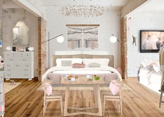 loft studio bedroom Design Rendering