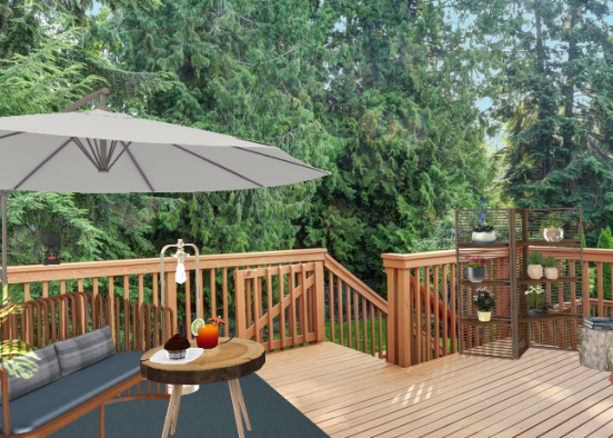 Wooden terrace Design Rendering