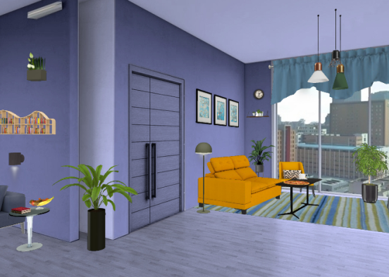 Little bit purple livingroom Design Rendering