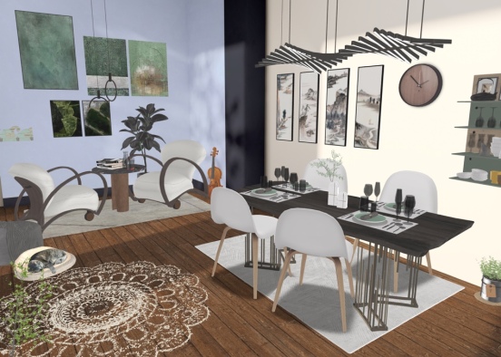 living- and diningroom Design Rendering