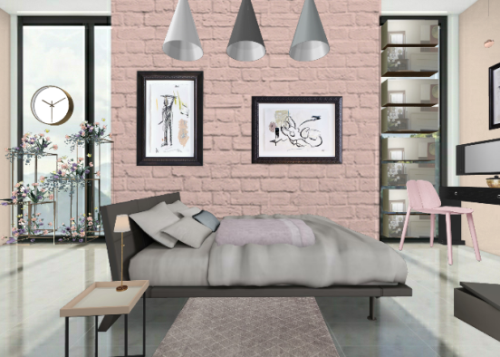 Bedroom in pastels Design Rendering